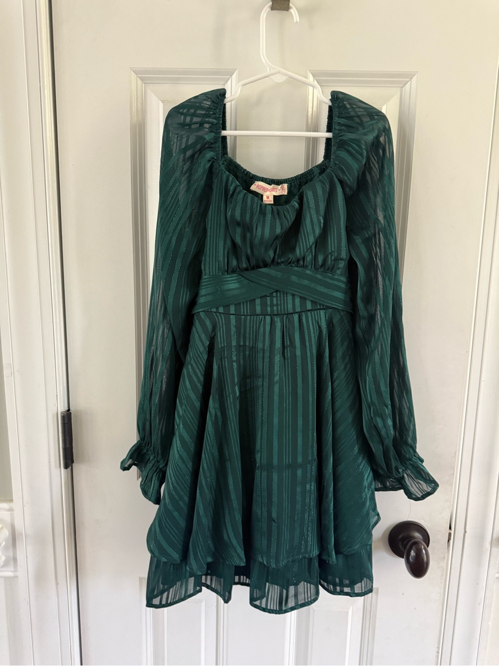 Girls Inspired Hearts Emerald Green Long-Sleeve Party Dress